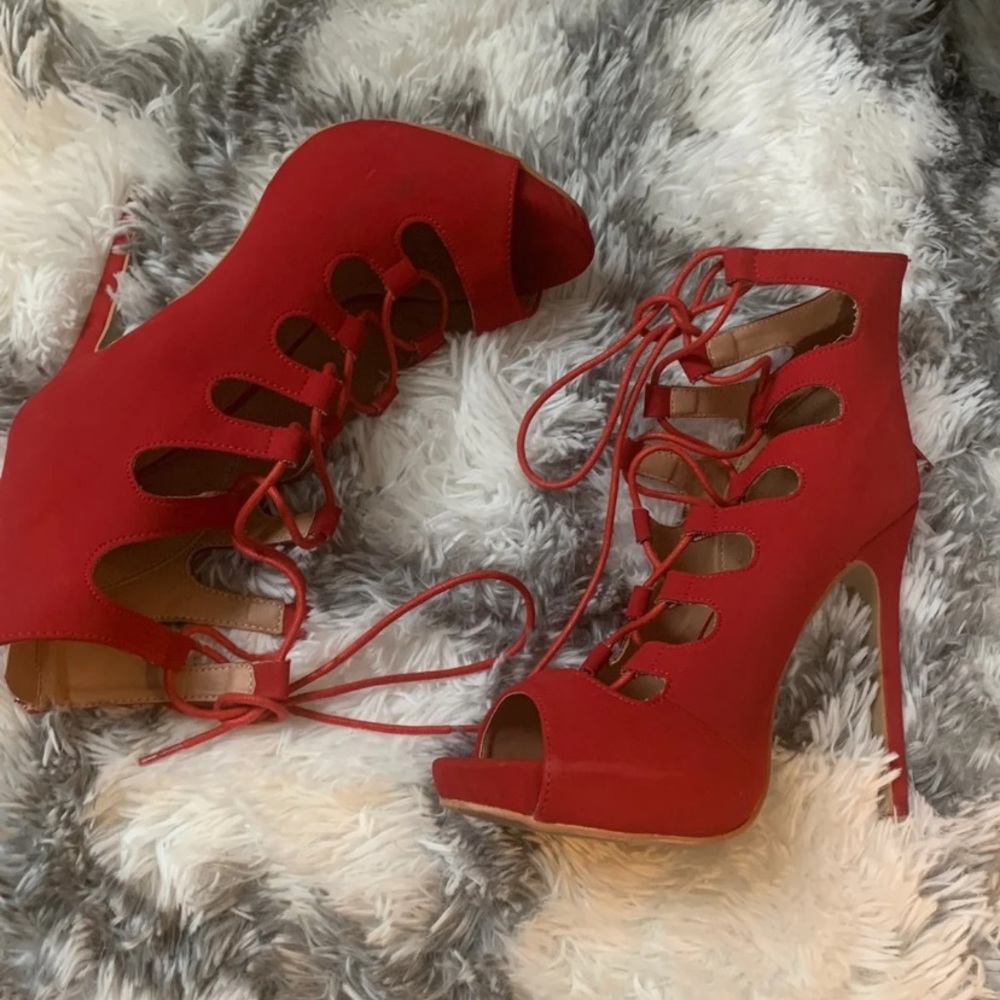 Red Strappy Heels